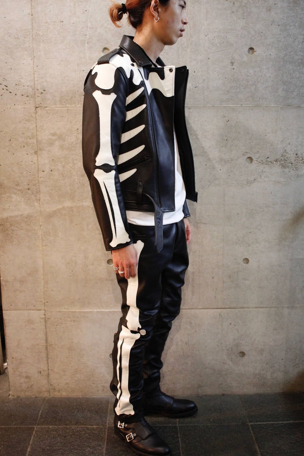 blackmeans - 945-75GP135-1 / レザーパンツ (BLK×WHT) | HAZE