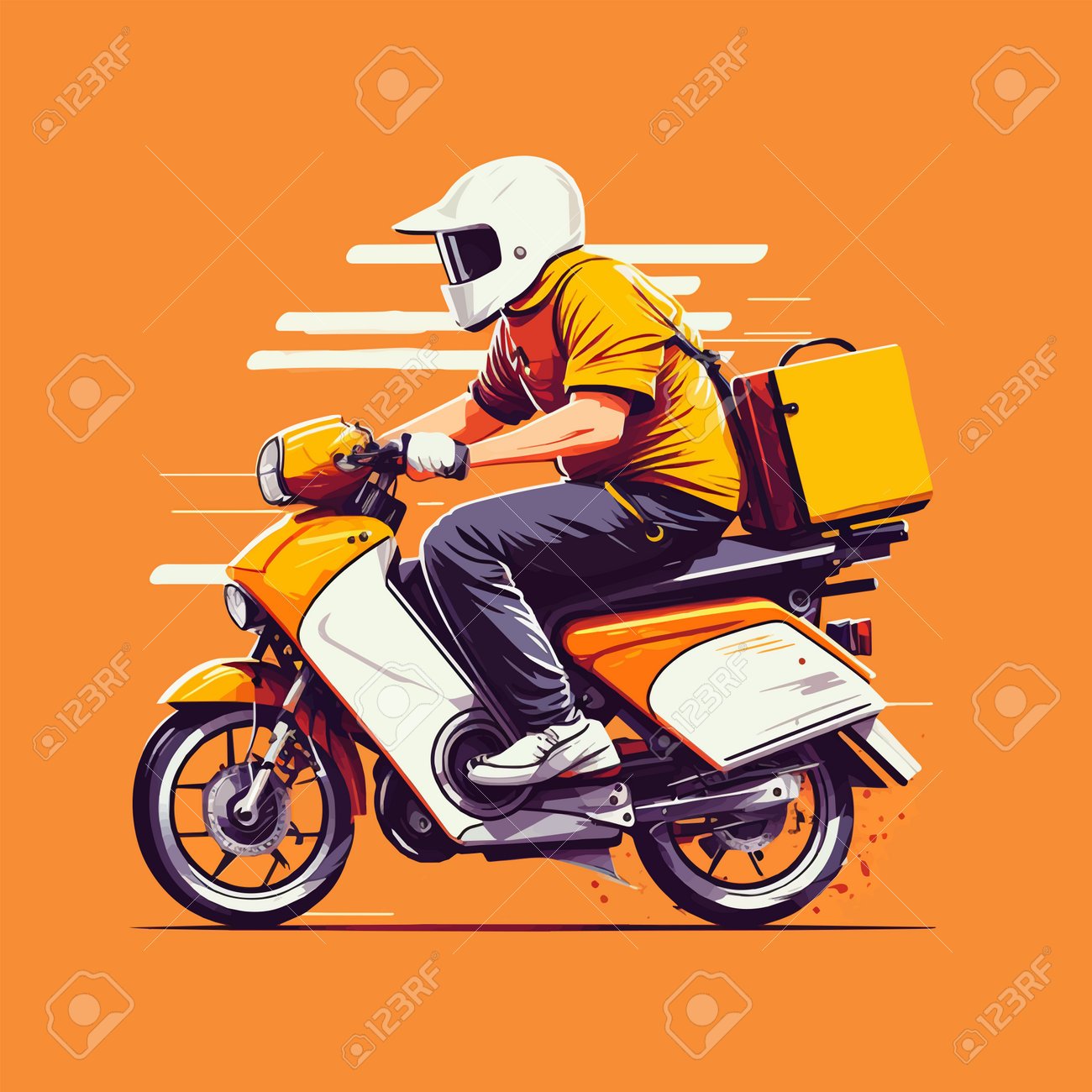 194978294 courier for the delivery man of goods on a motorcycle scooter online service with delivery
